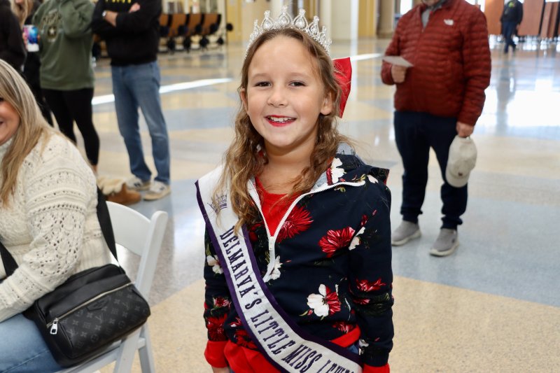 Margo Zmuda, Delaware’s Little Miss Lewes, attends the Flags for Heroes ceremony.